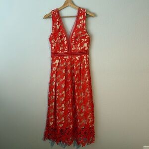Gianni Bini Red Laced Detail Dress